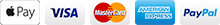 Visa MasterCard Amex PayPal Apple Pay